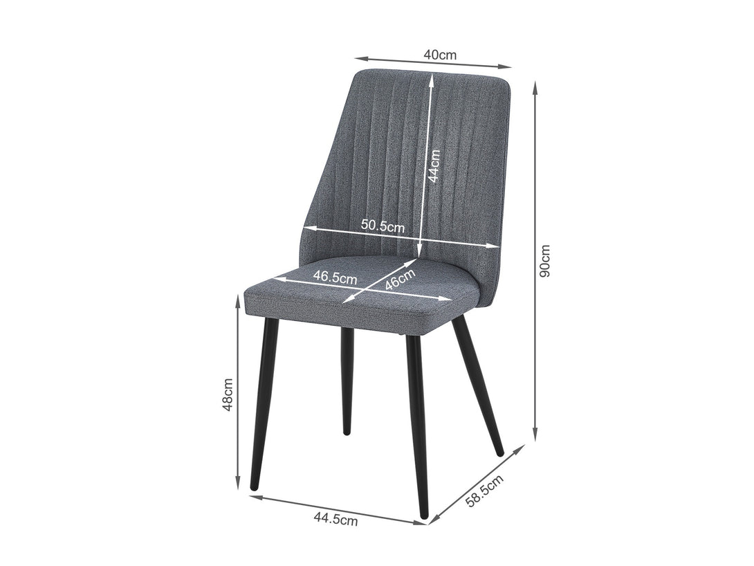 Eldon Linen Dining Chair - Set of 4 - Dark Grey