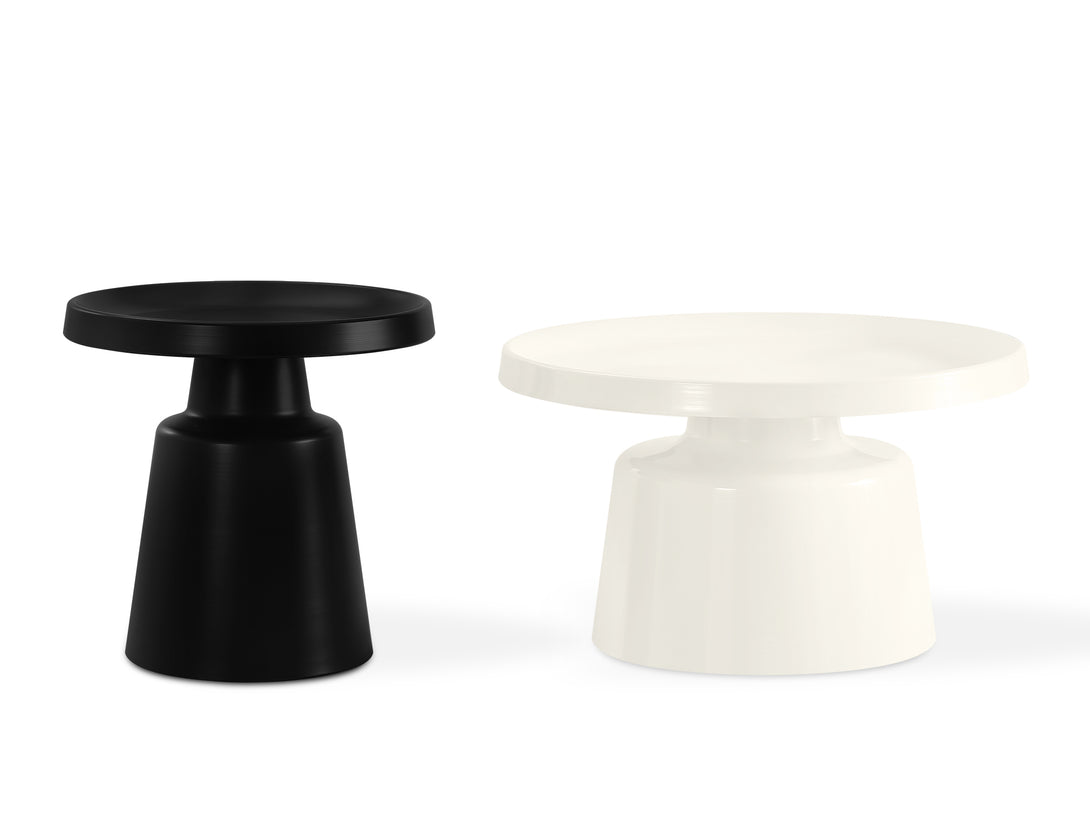 Quill 2 Piece Coffee Table Set featuring a sleek black and white design, ideal for modern interiors and compact spaces.