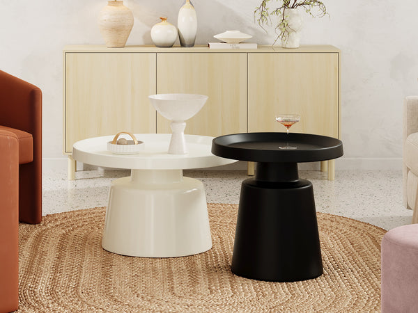 Quill 2 Piece Coffee Table Set - White + Black