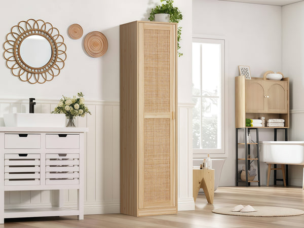 Gila Rattan 1 Door Wardrobe Storage Cabinet - Natural