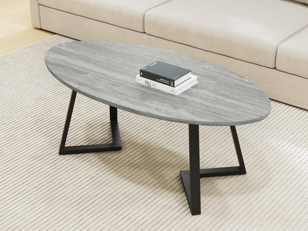 Ursula Oval Coffee Table 120 x 60cm - Grey + Black