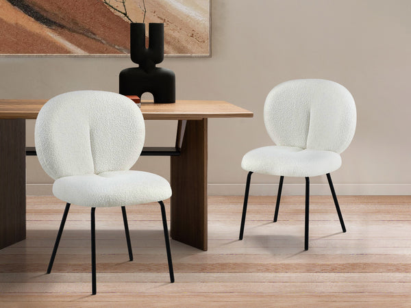 Griffin Teddy Fabric Dining Chair - Set of 2 - White