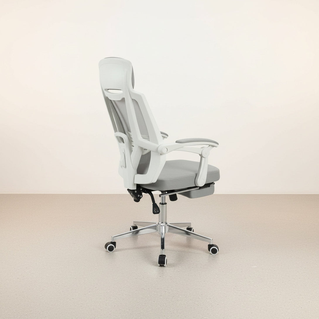 Melissa Office Chair with Footrest - Grey + White