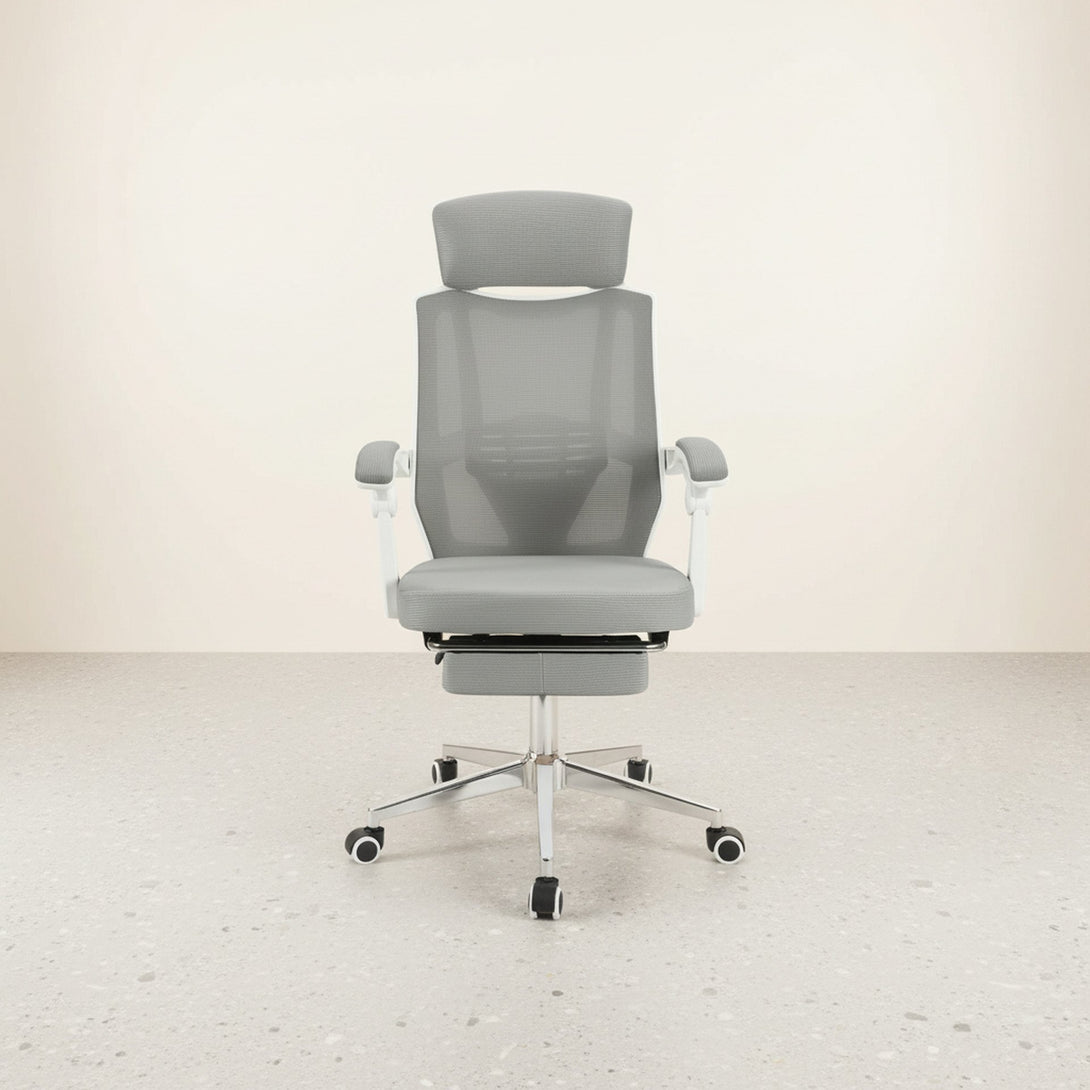 Melissa Office Chair with Footrest - Grey + White