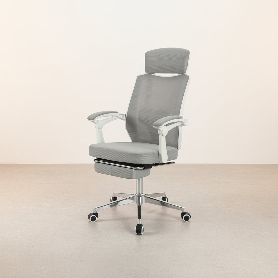 Melissa Office Chair with Footrest - Grey + White