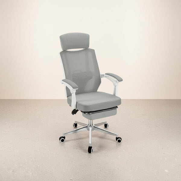 Melissa Office Chair with Footrest - Grey + White