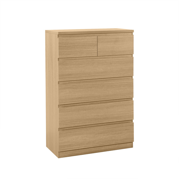 TONGASS 6 Drawer Tallboy - OAK