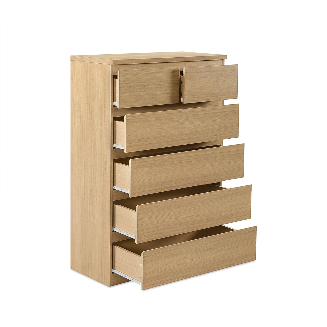 TONGASS 6 Drawer Tallboy - OAK