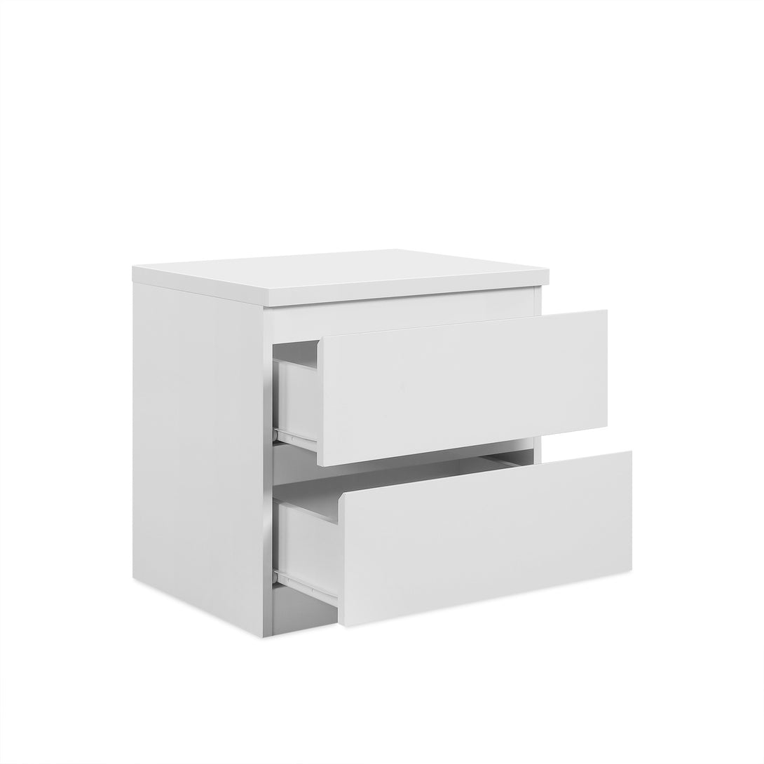 Angeles High Gloss Bedside Table - White 