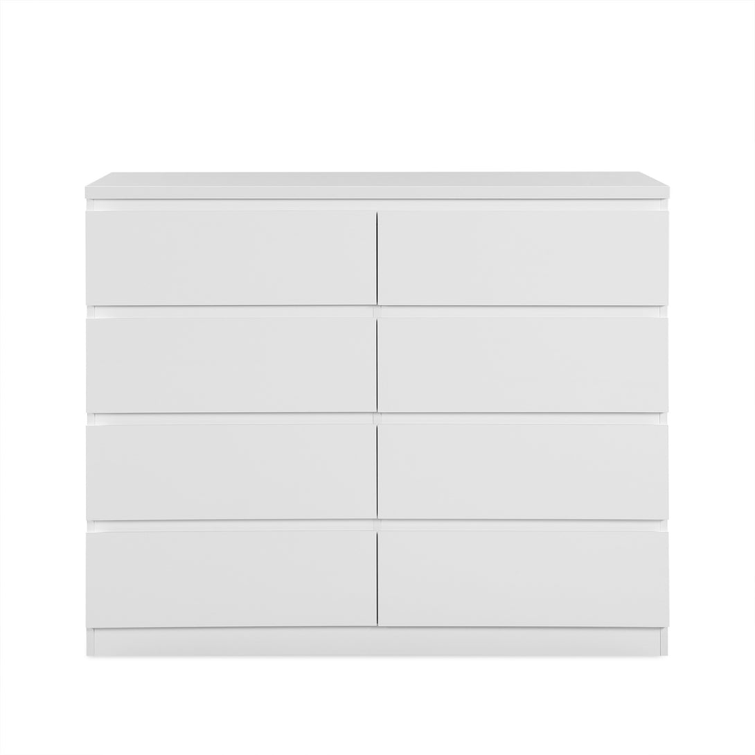 Angeles High Gloss 8 Drawer Lowboy - White 