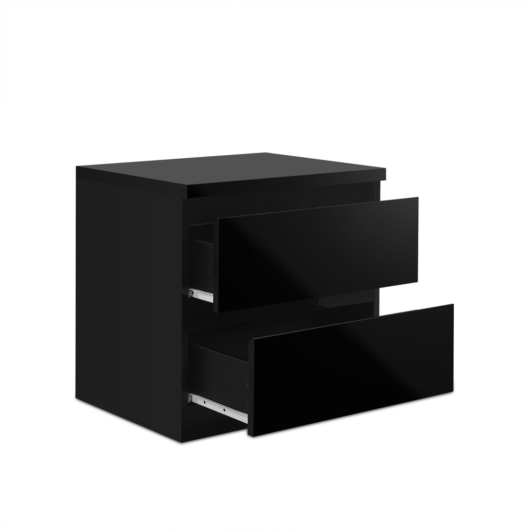 Angeles High Gloss Bedside Table - Black
