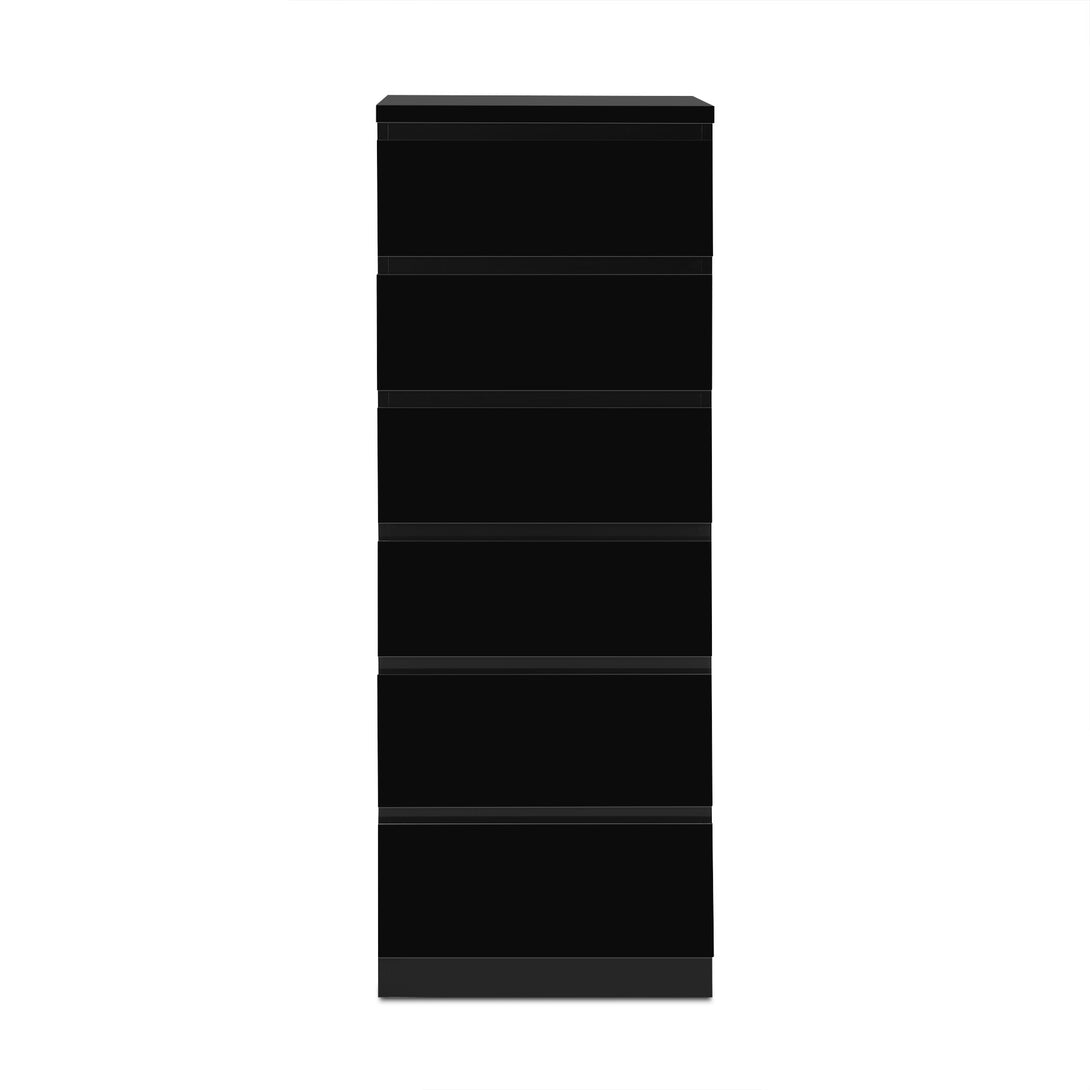 Angeles High Gloss 6 Drawer Slim Tallboy - Black 
