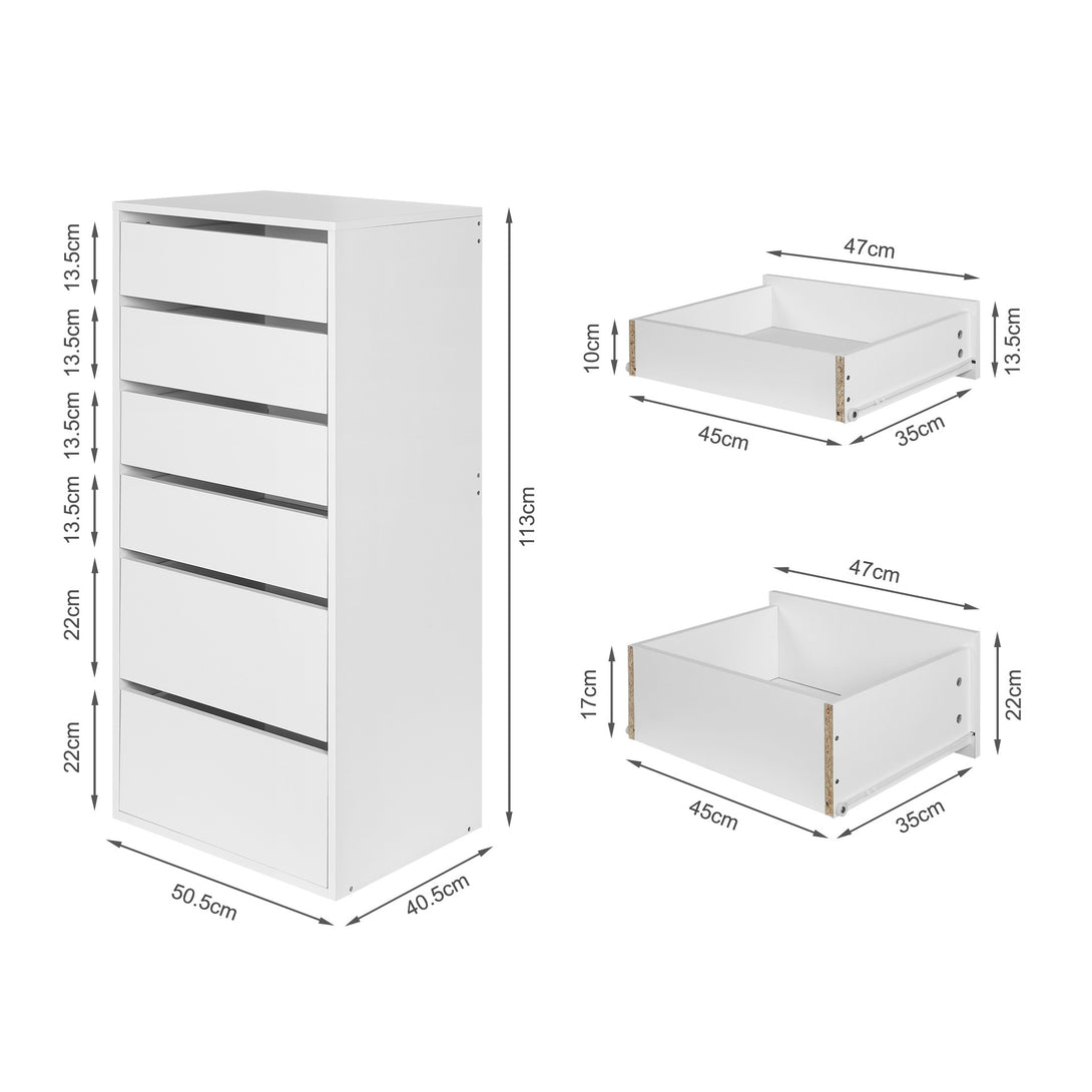PAYETTE 6 Drawer Wardrobe - WHITE