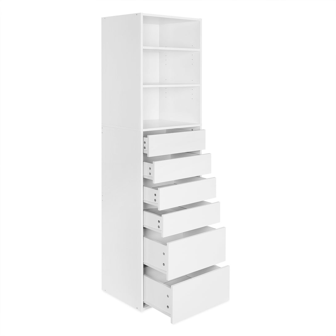 PAYETTE 6 Drawer & 3 Shelf Wardrobe - WHITE