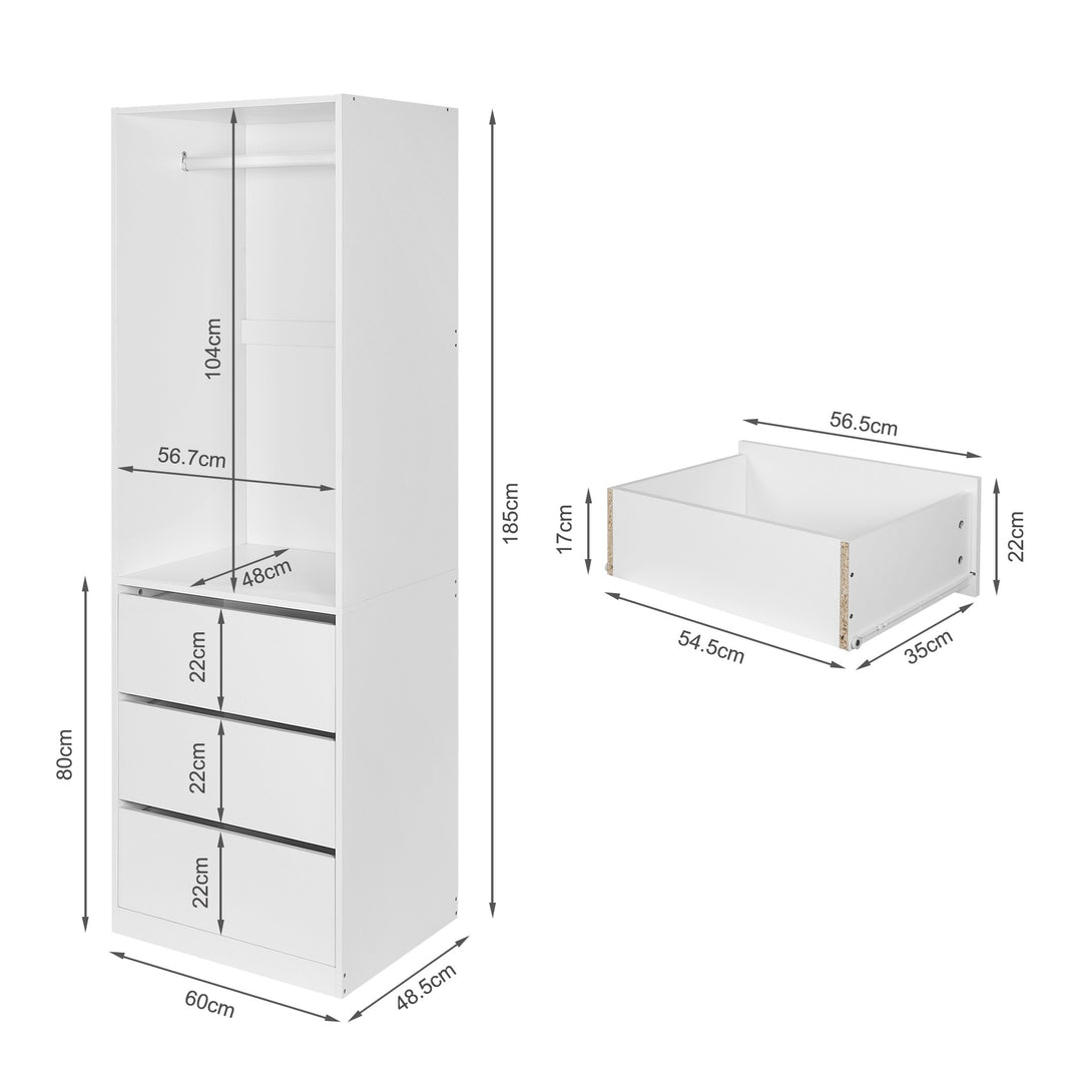 PAYETTE 3 Drawer Wardrobe - WHITE