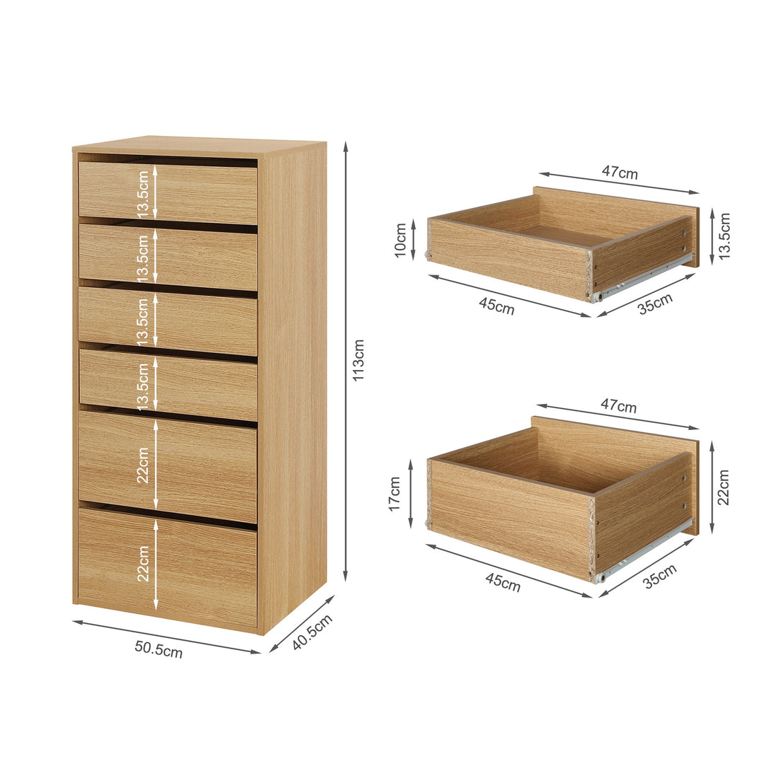 PAYETTE 6 Drawer Wardrobe - OAK