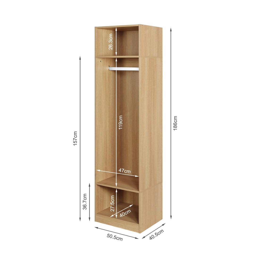 PAYETTE 3 Shelf & Hanging Wardrobe - OAK