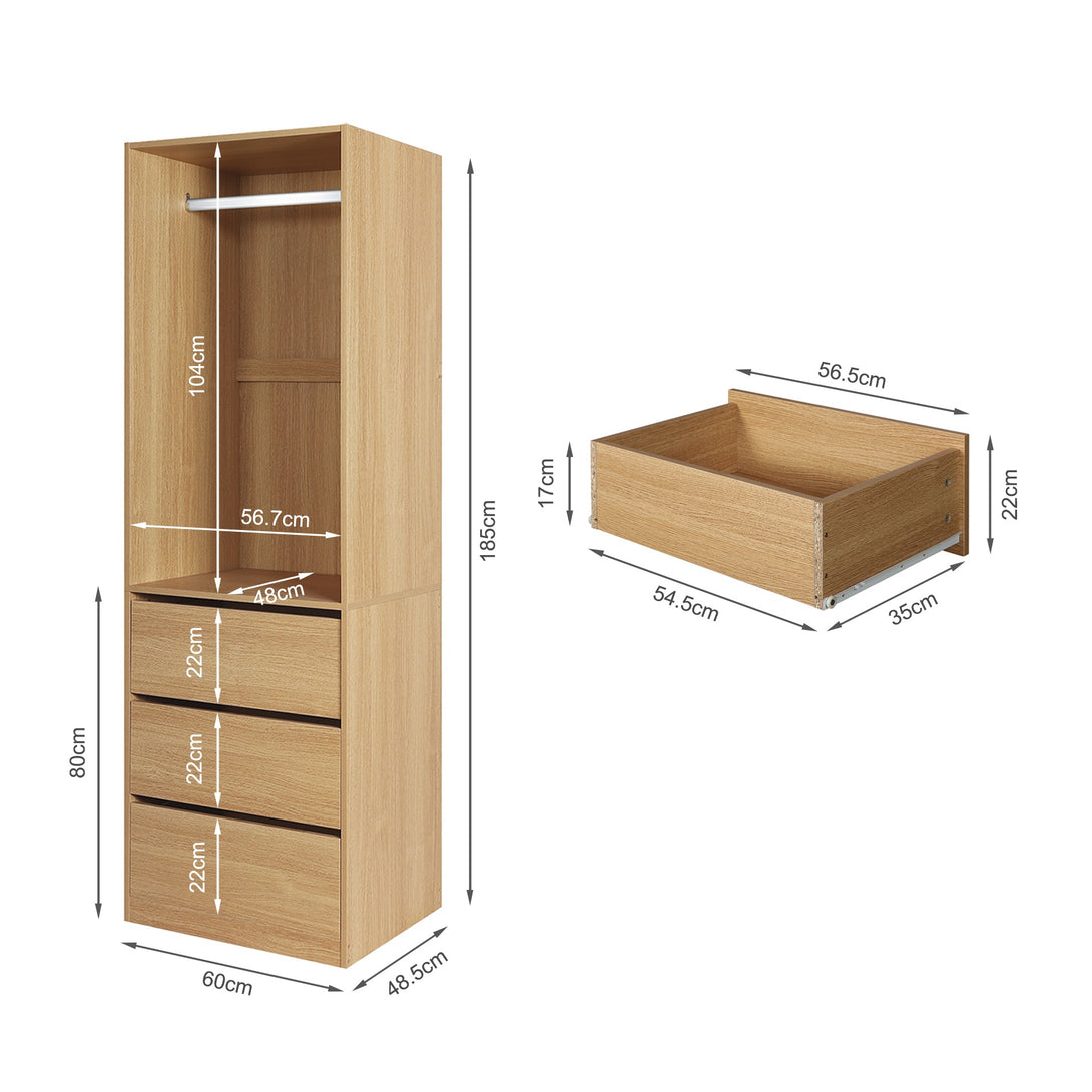 PAYETTE 3 Drawer Wardrobe - OAK