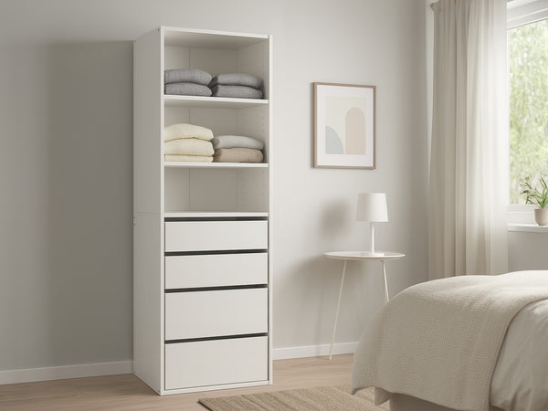 DELTA 4 Drawer & 3 Shelf Wardrobe - WHITE