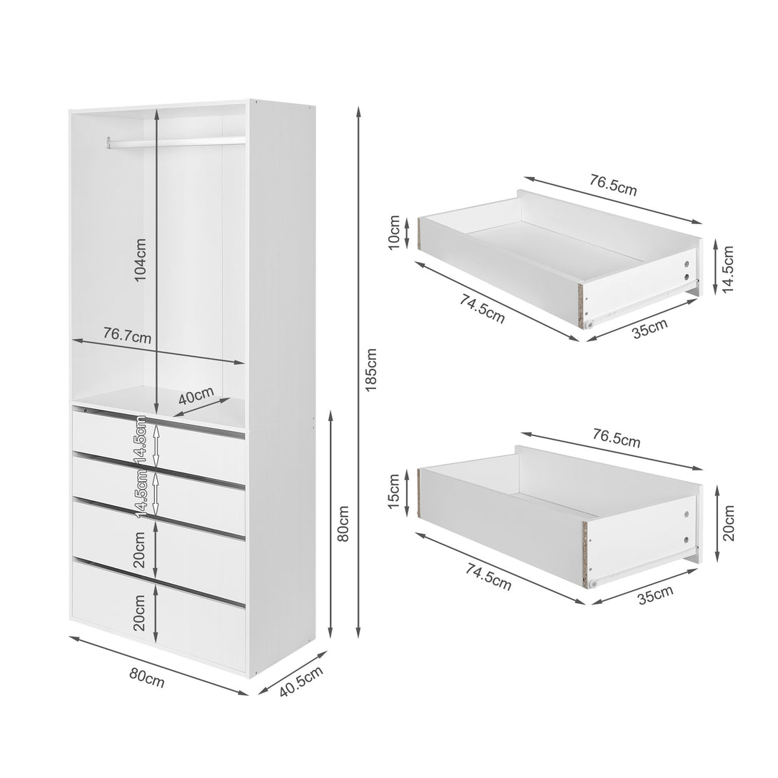 DELTA 4 Drawer Wide Wardrobe - WHITE