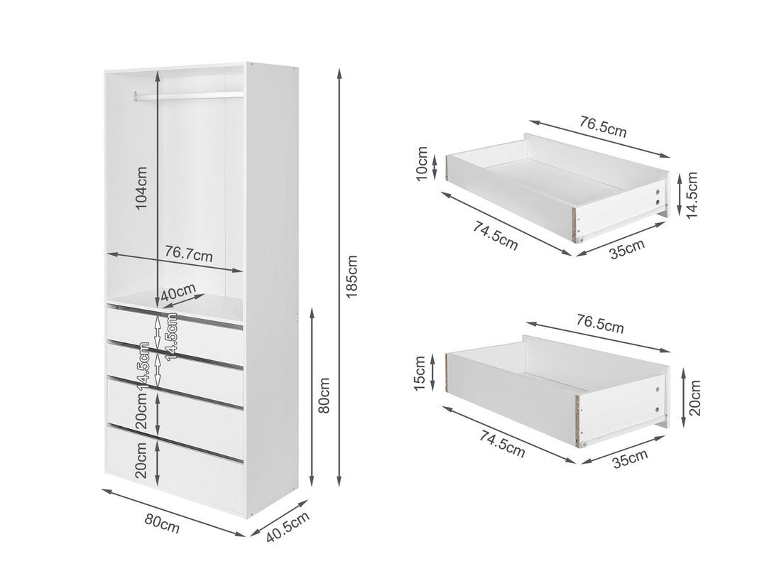 DELTA 4 Drawer Wide Wardrobe - WHITE