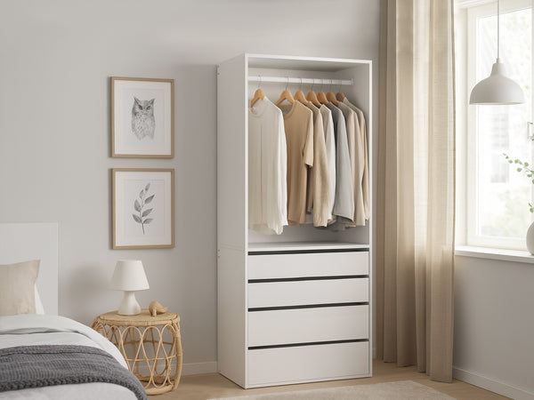 DELTA 4 Drawer Wide Wardrobe - WHITE