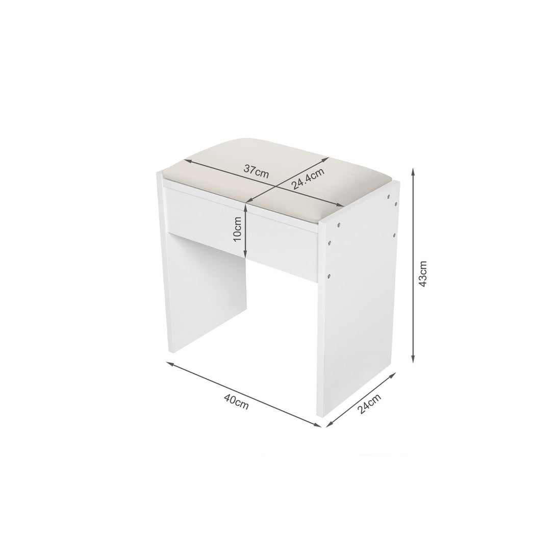 BEGONIA 2 Piece Dressing Table with Mirror & Stool Set - White