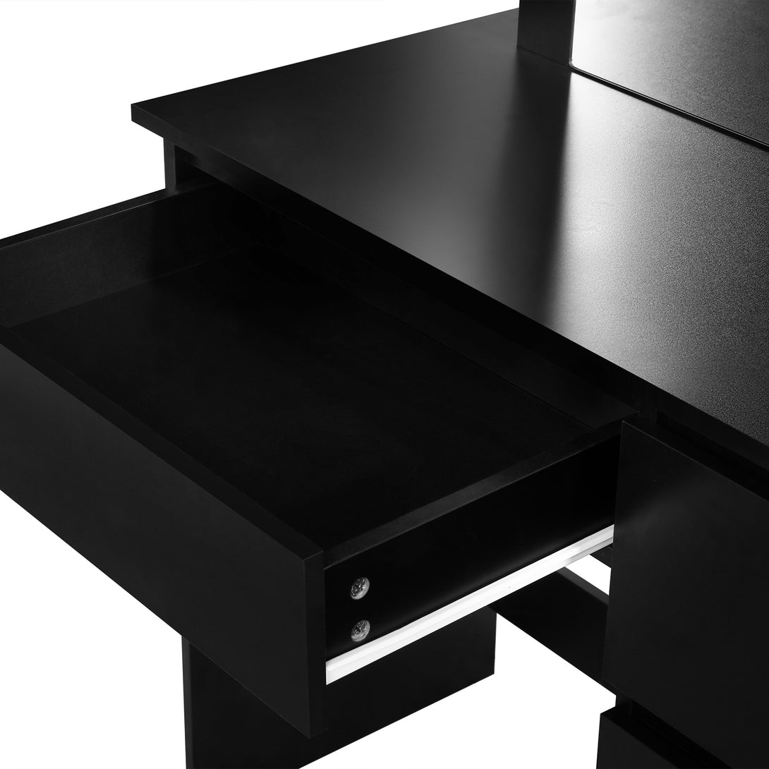 BEGONIA 2 Piece Dressing Table with Mirror & Stool Set - Black