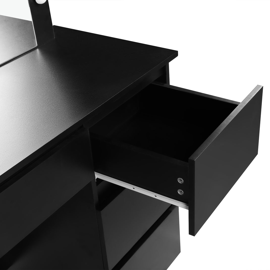 BEGONIA 2 Piece Dressing Table with Mirror & Stool Set - Black