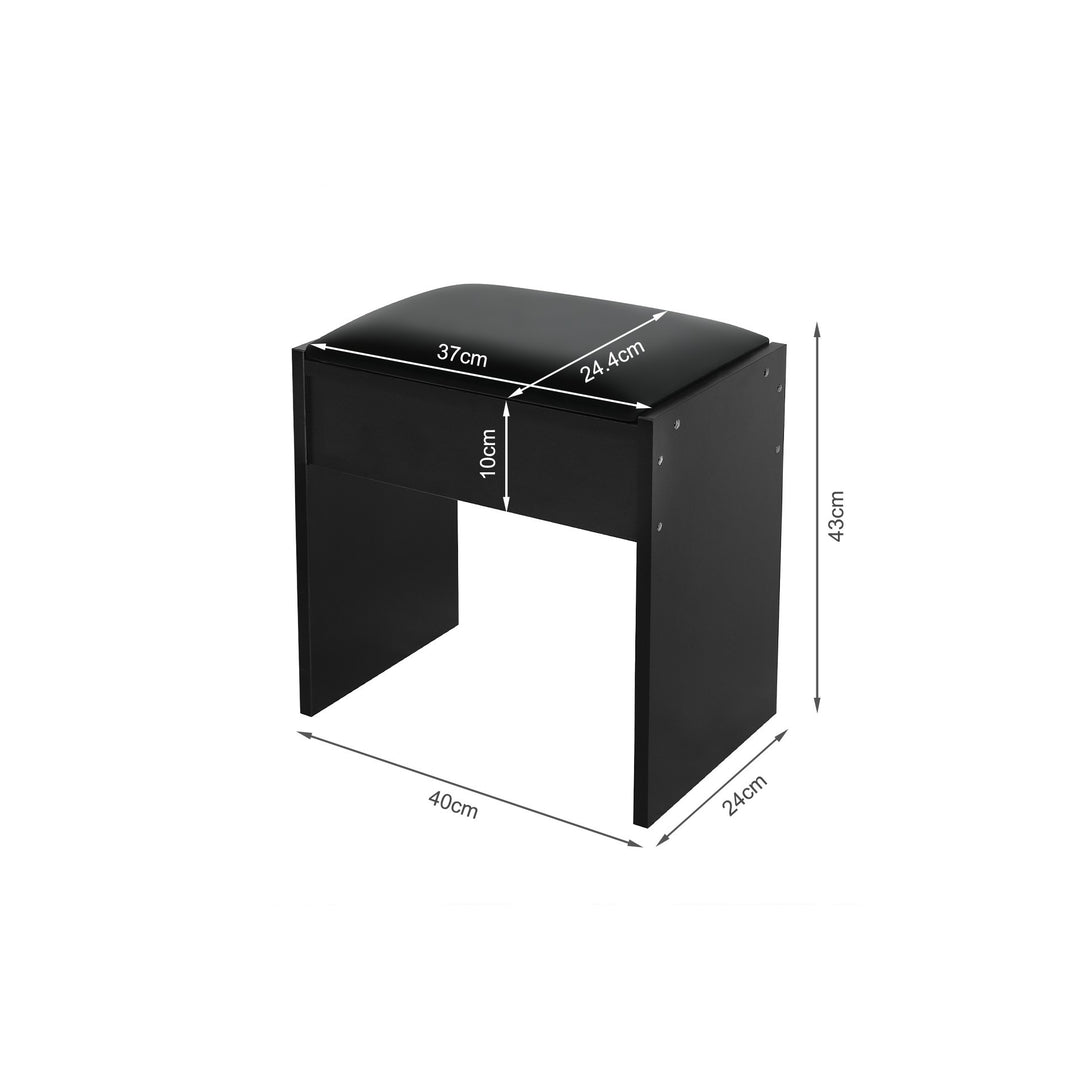 BEGONIA 2 Piece Dressing Table with Mirror & Stool Set - Black