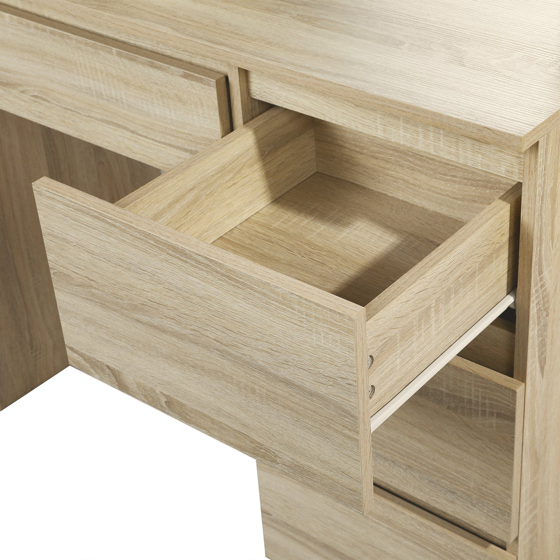 BEGONIA 2 Piece Dressing Table with Mirror & Stool Set - Oak