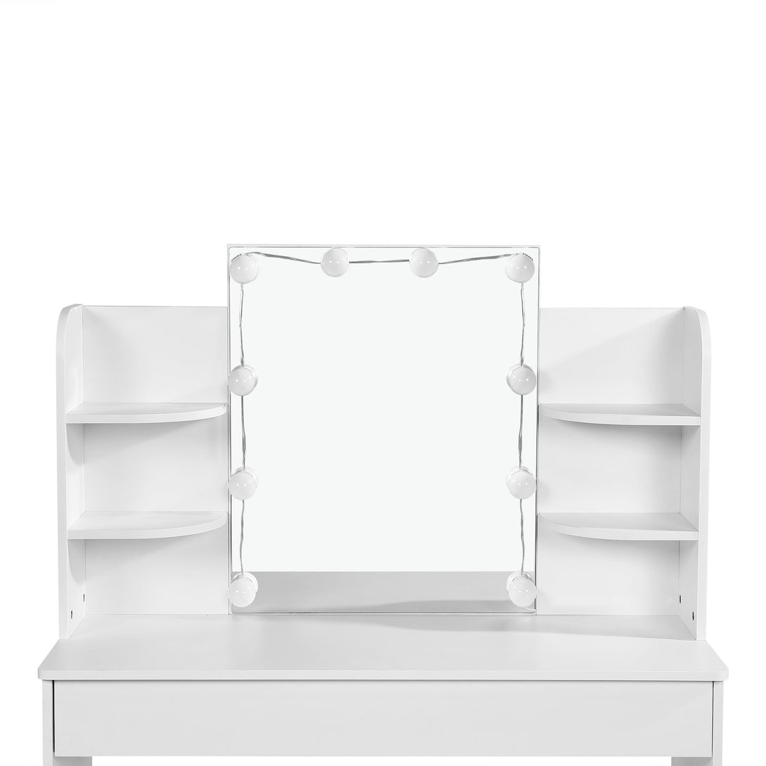 CELOSIA 2 Piece Dressing Table with Mirror & Stool Set - White