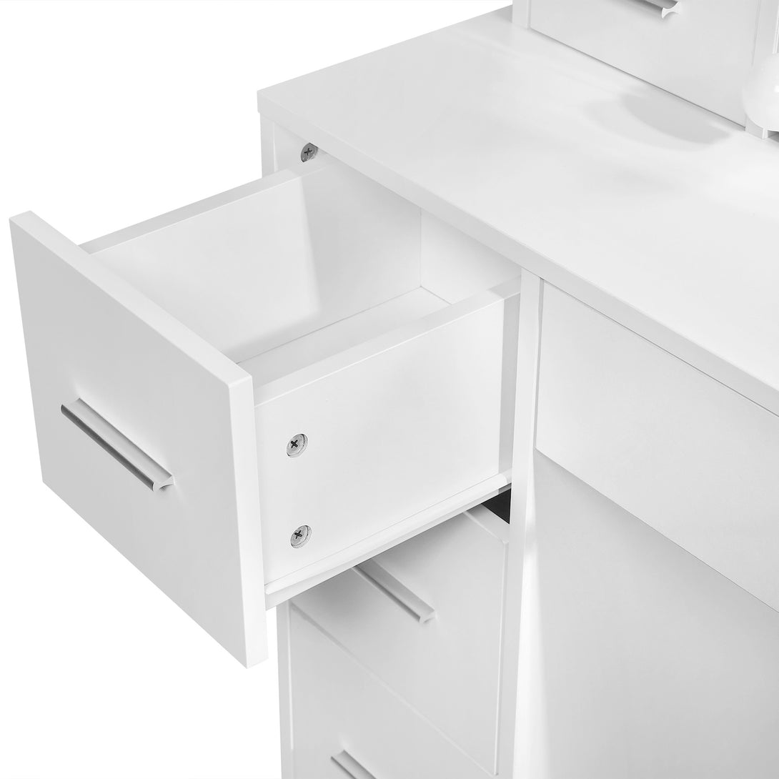 FREESIA 2 Piece Dressing Table with Mirror & Stool Set - White