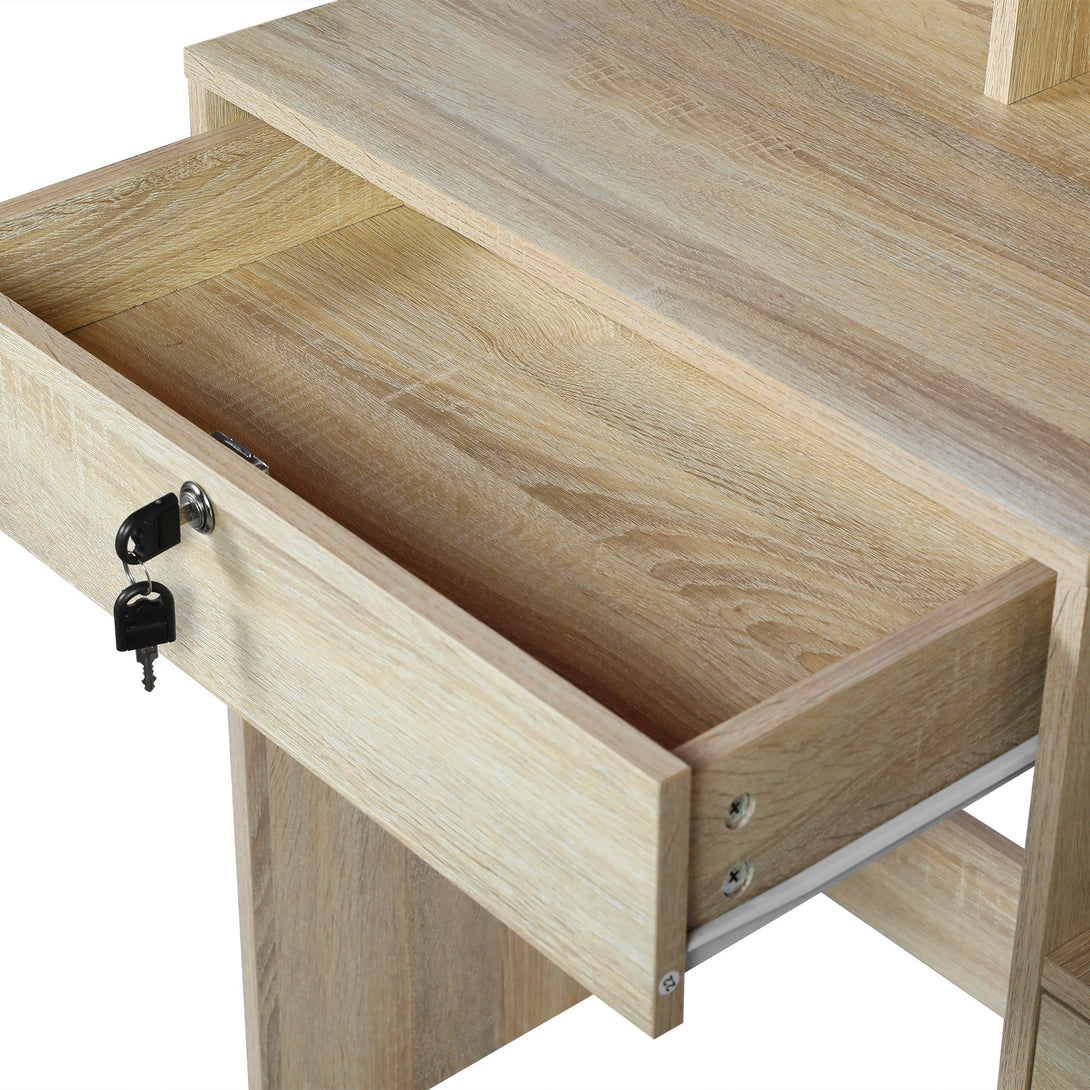 GARDENIA 2 Piece Dressing Table with Mirror & Stool Set - Oak