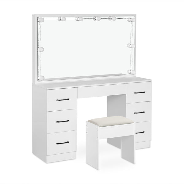 LISIANTHUS 2 Piece Dressing Table with Mirror & Stool Set - White