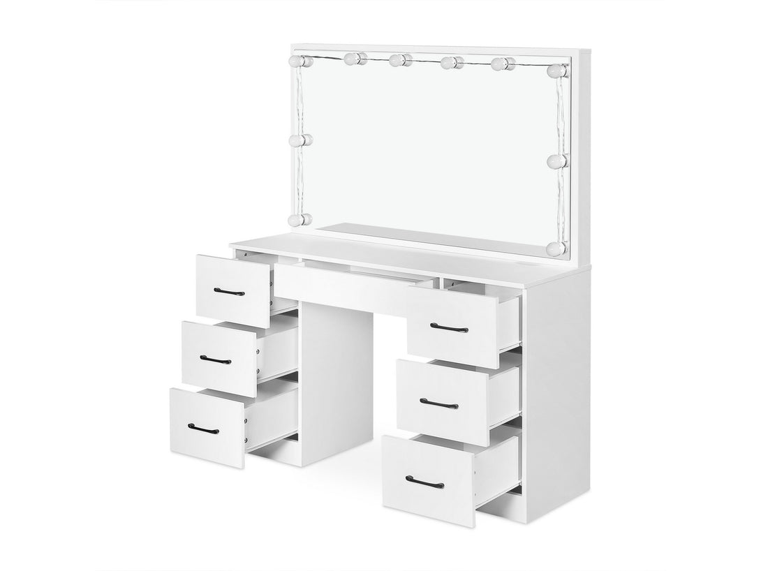 LISIANTHUS 2 Piece Dressing Table with Mirror & Stool Set - White