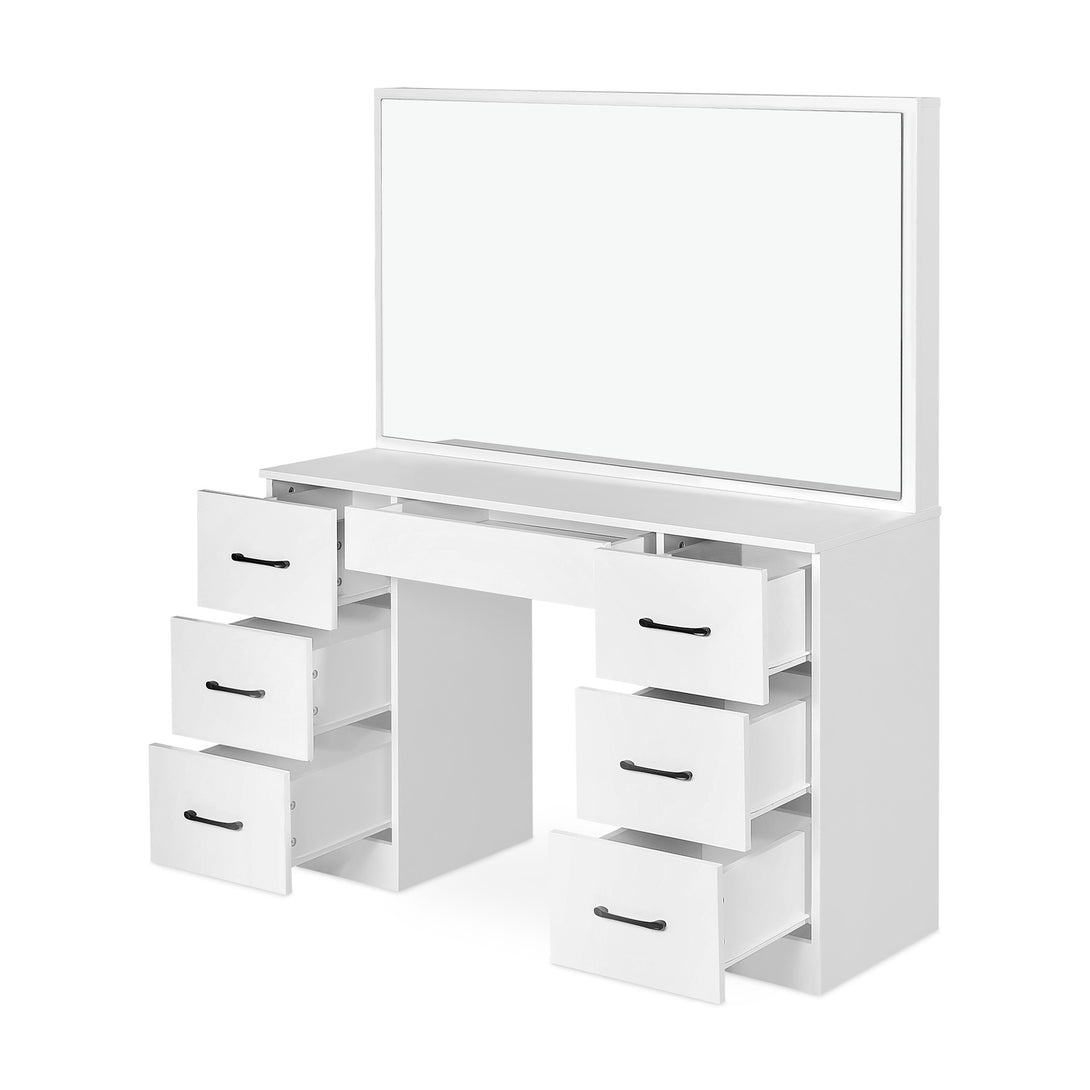 WISTERIA 2 Piece Dressing Table with Mirror & Stool Set - White