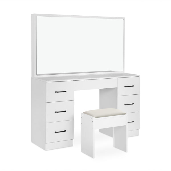 WISTERIA 2 Piece Dressing Table with Mirror & Stool Set - White