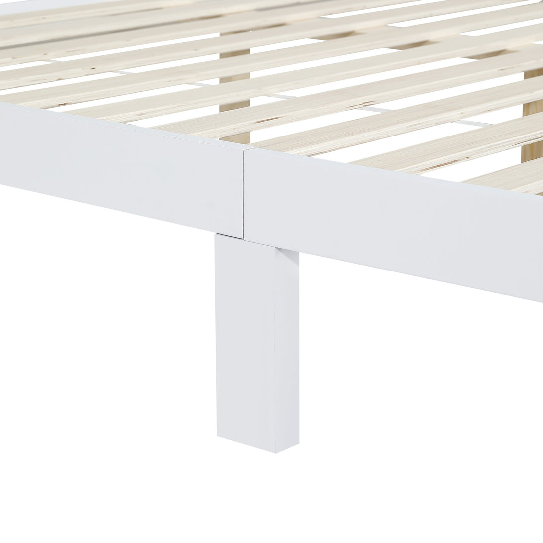 Conival Double Wooden Bed Frame - White