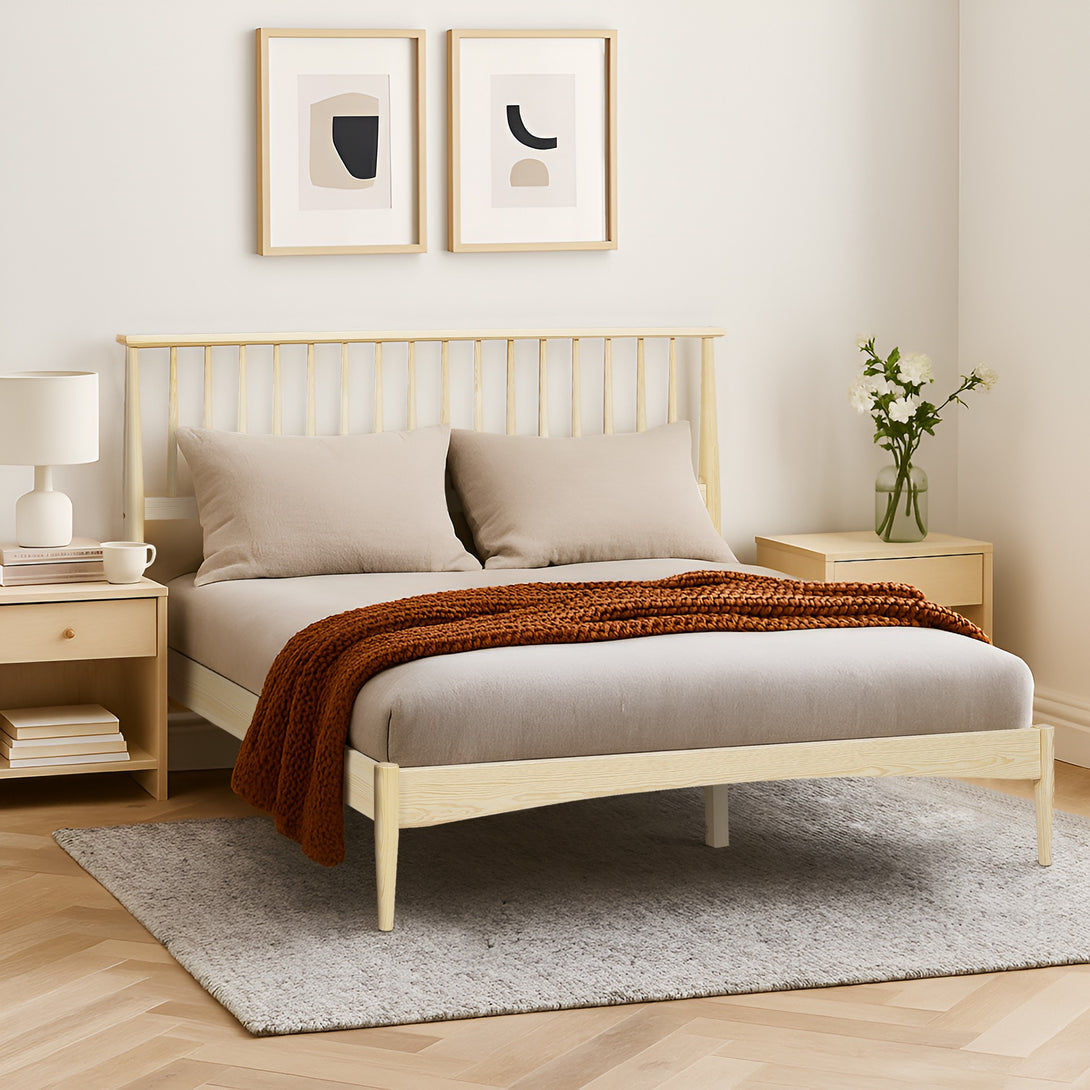 Tolmount Queen Wooden Bed Frame - Light Oak