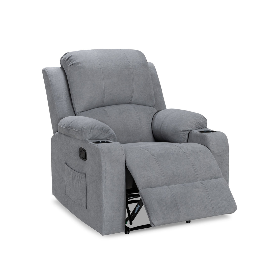 Henley Fabric Manual 1 Seater Recliner Sofa - Grey