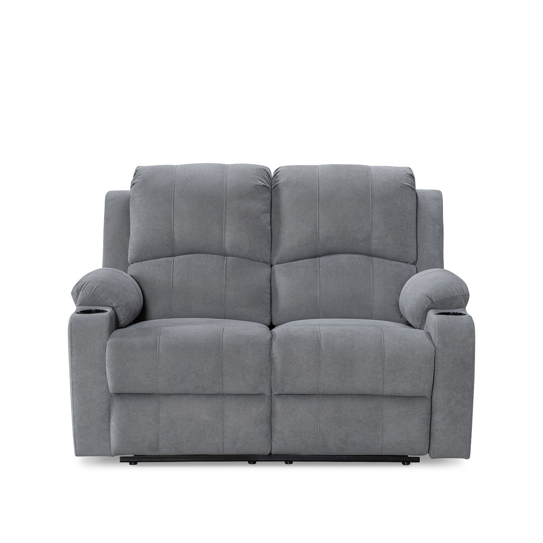 Henley Fabric Manual 2 Seater Recliner Sofa - Grey