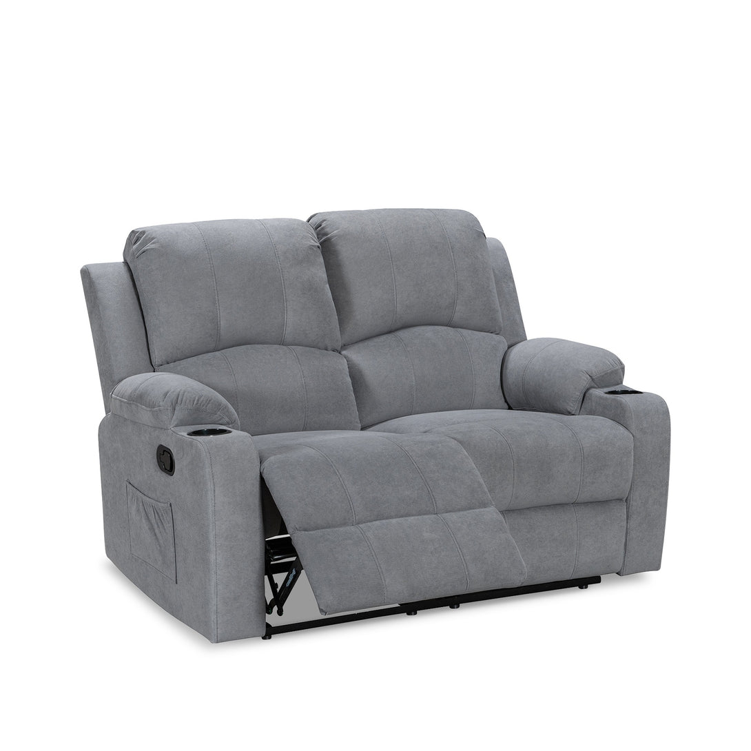 Henley Fabric Manual 2 Seater Recliner Sofa - Grey