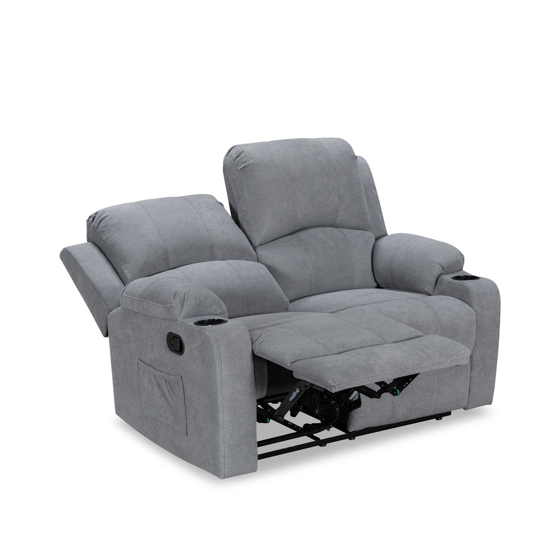 Henley Fabric Manual 2 Seater Recliner Sofa - Grey