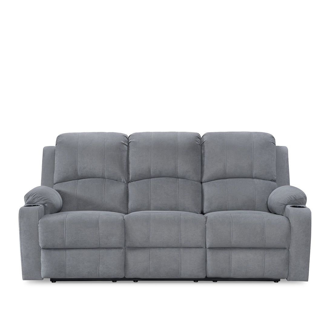 Henley Fabric Manual 3 Seater Recliner Sofa - Grey