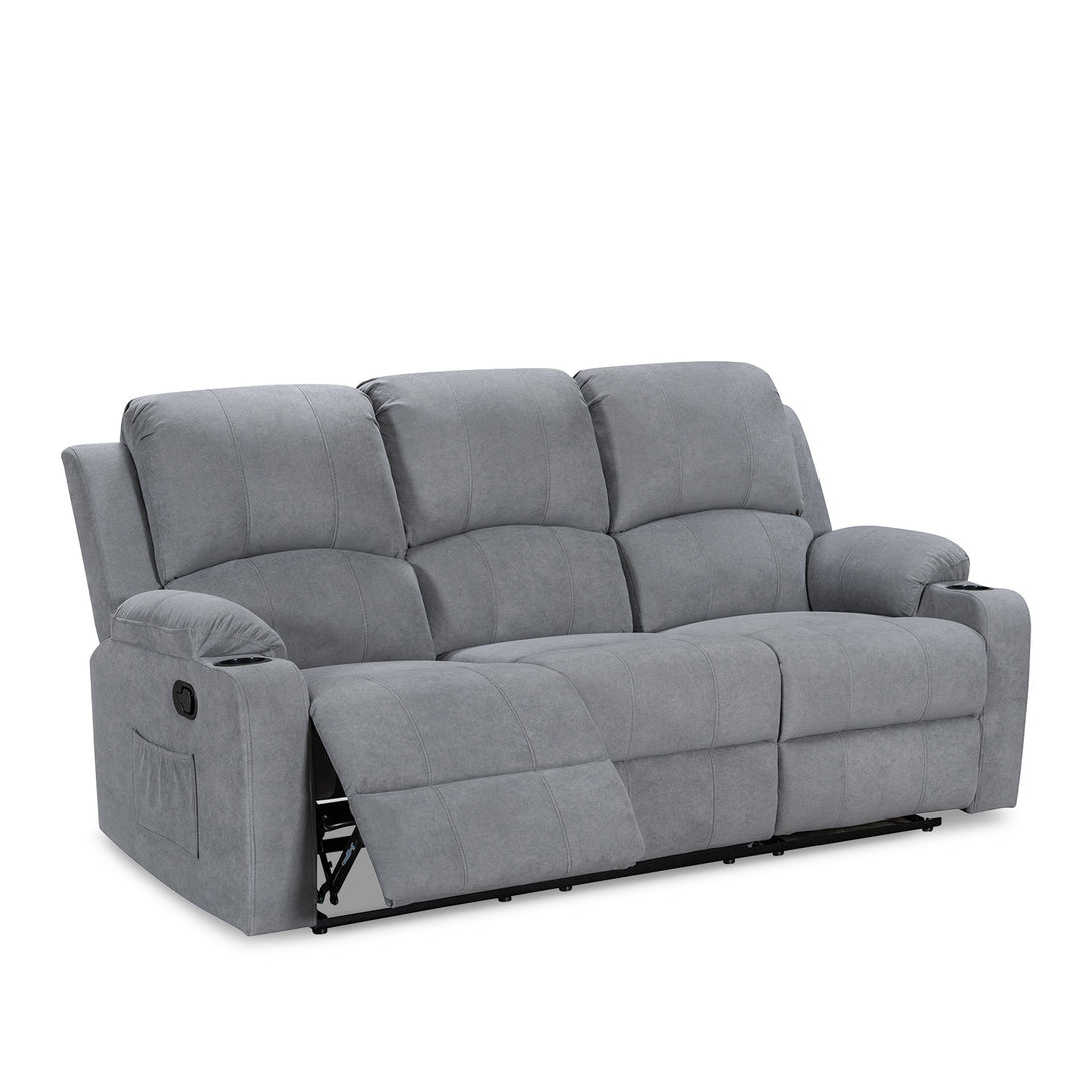 Henley Fabric Manual 3 Seater Recliner Sofa - Grey