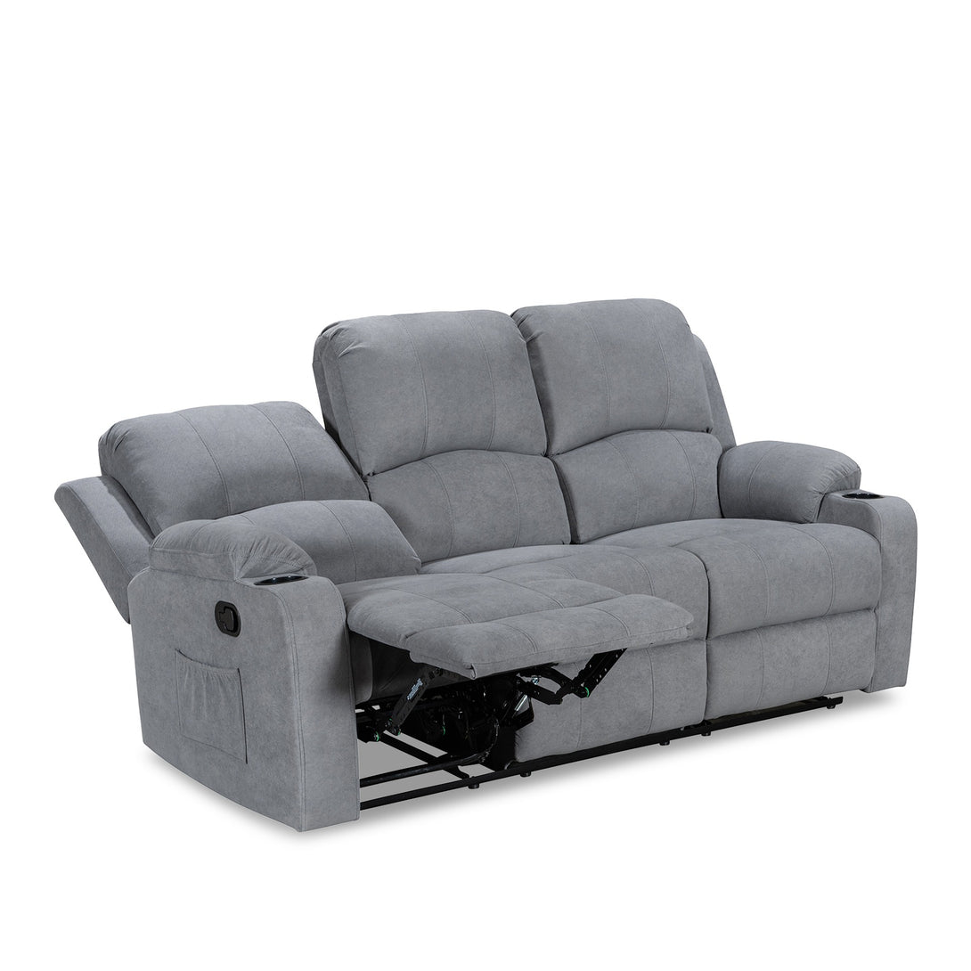 Henley Fabric Manual 3 Seater Recliner Sofa - Grey