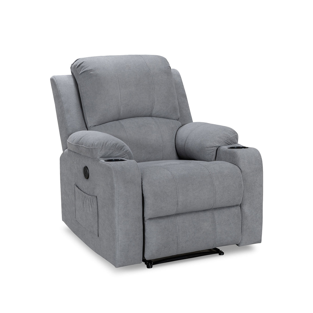 Henley Fabric Electric 1 Seater Recliner Sofa - Grey