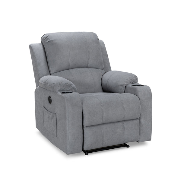 Henley Fabric Electric 1 Seater Recliner Sofa - Grey