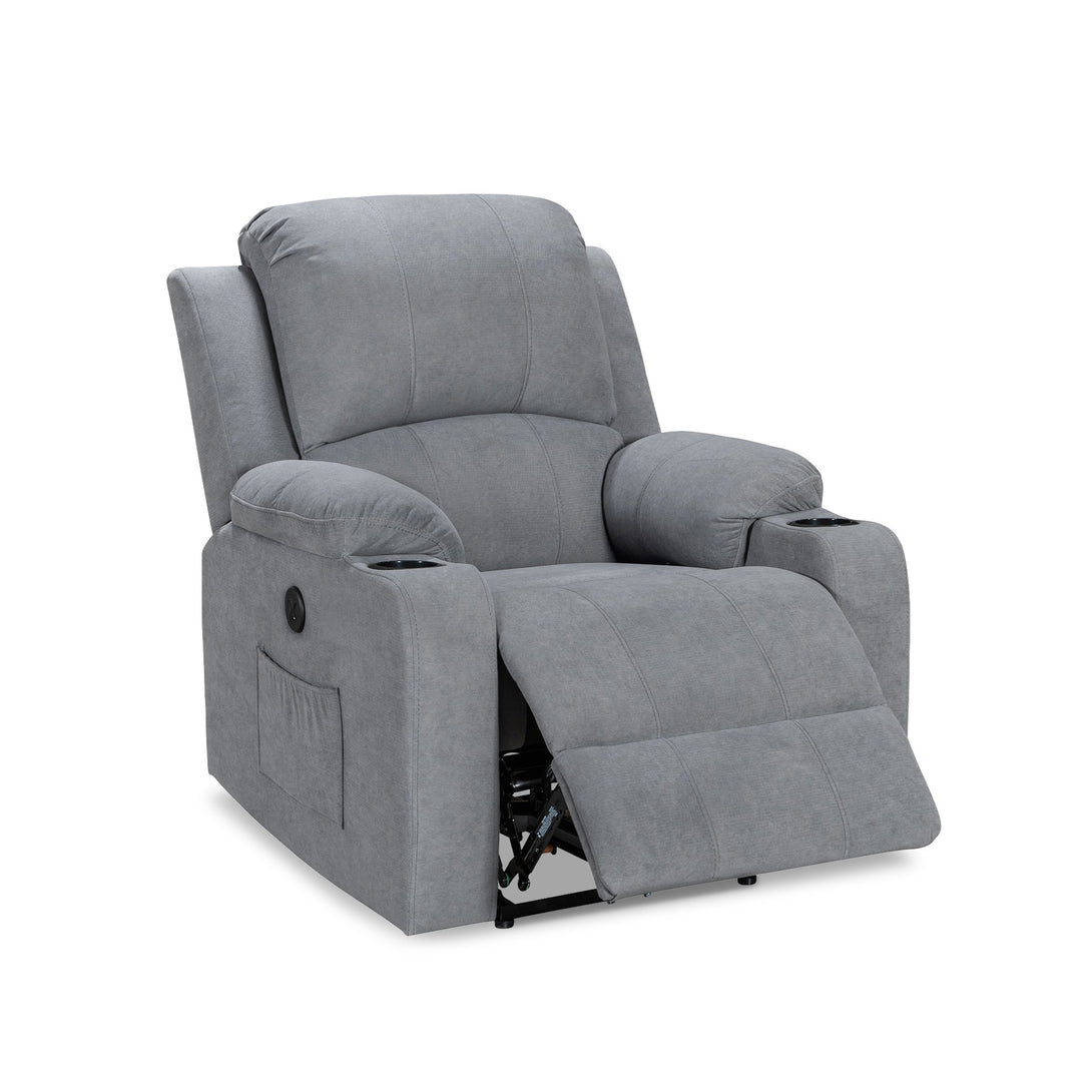 Henley Fabric Electric 1 Seater Recliner Sofa - Grey